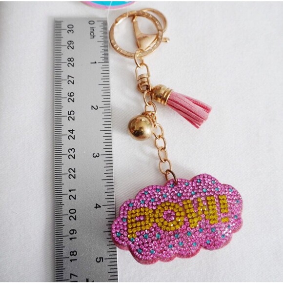 Pink Sequin POW Felt Keychain NWT - Picture 5 of 7